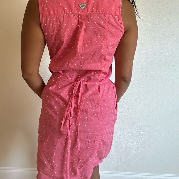 Columbia Pink Sleeveless Dress with White Dots. With pockets! - Picture 3 of 5